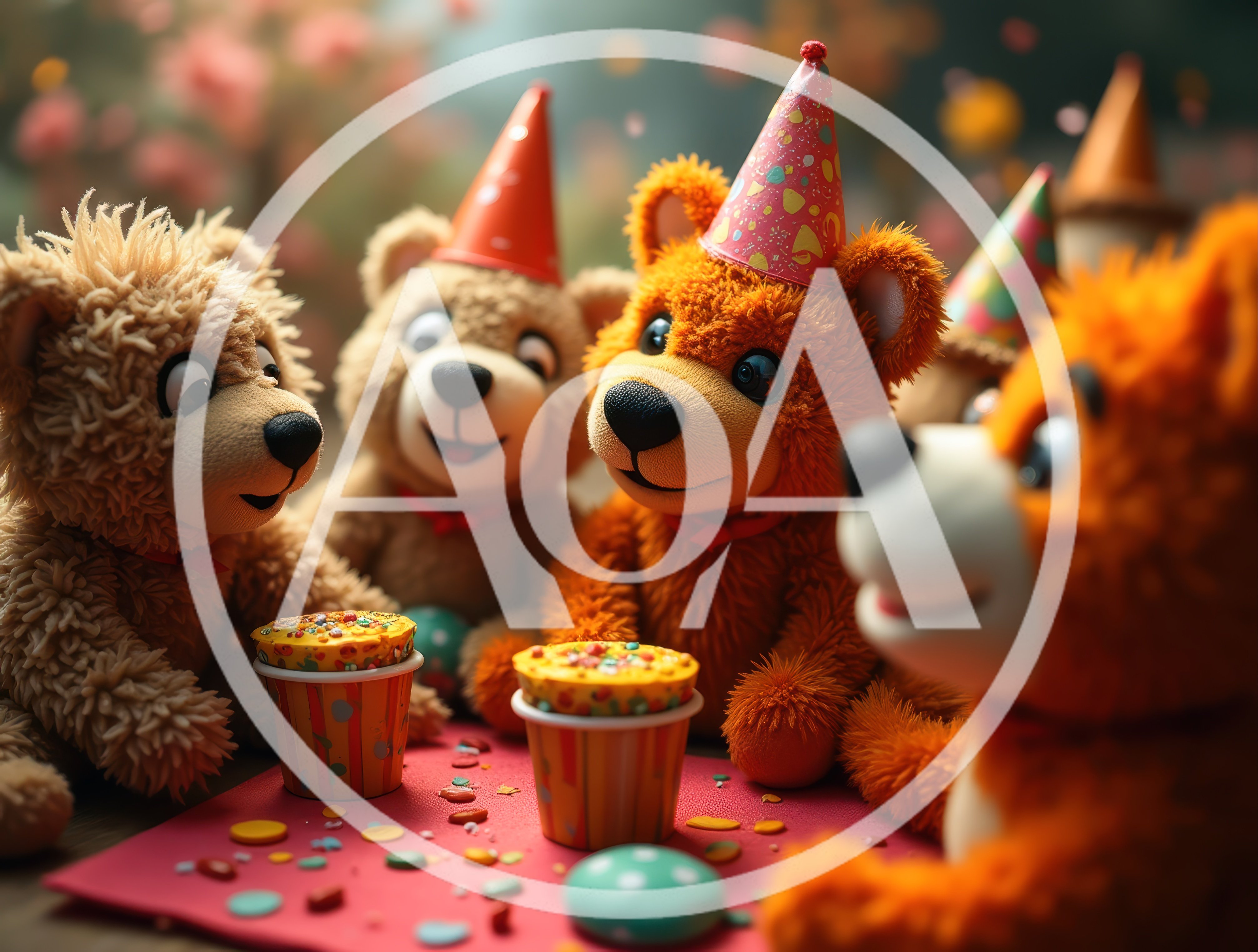 Teddy Bears Celebrating A Birthday Party