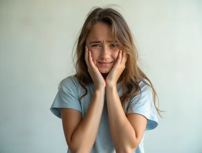 Young Woman Expressing Sadness And Distress