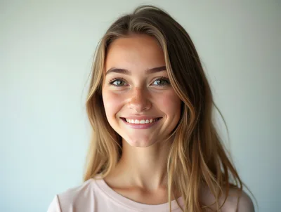Portrait Of A Smiling Young Woman With Natural Makeup