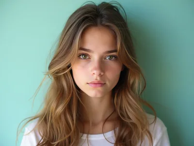 Portrait Of A Young Woman With Wavy Hair