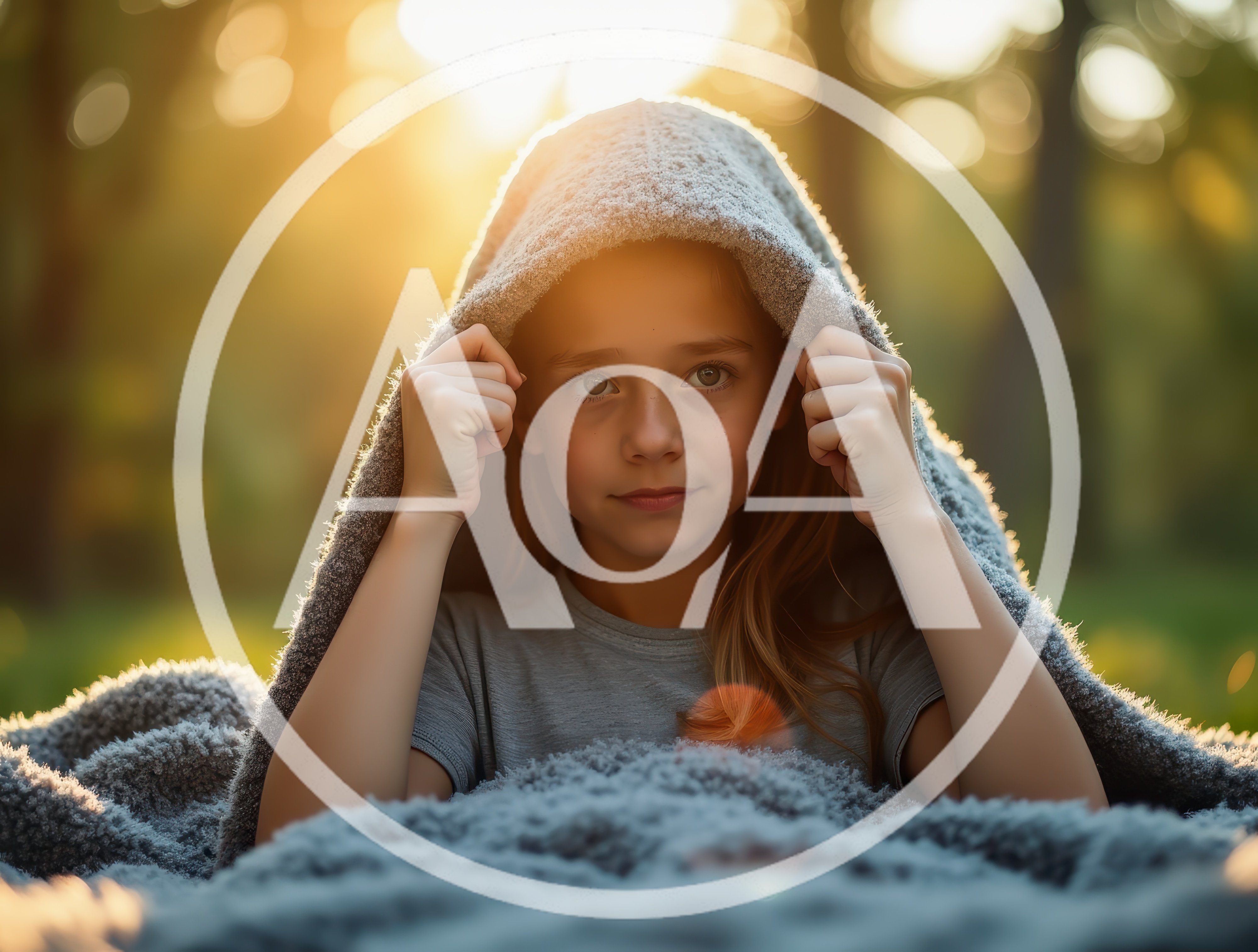 Young Girl Wrapped In A Cozy Blanket Outdoors