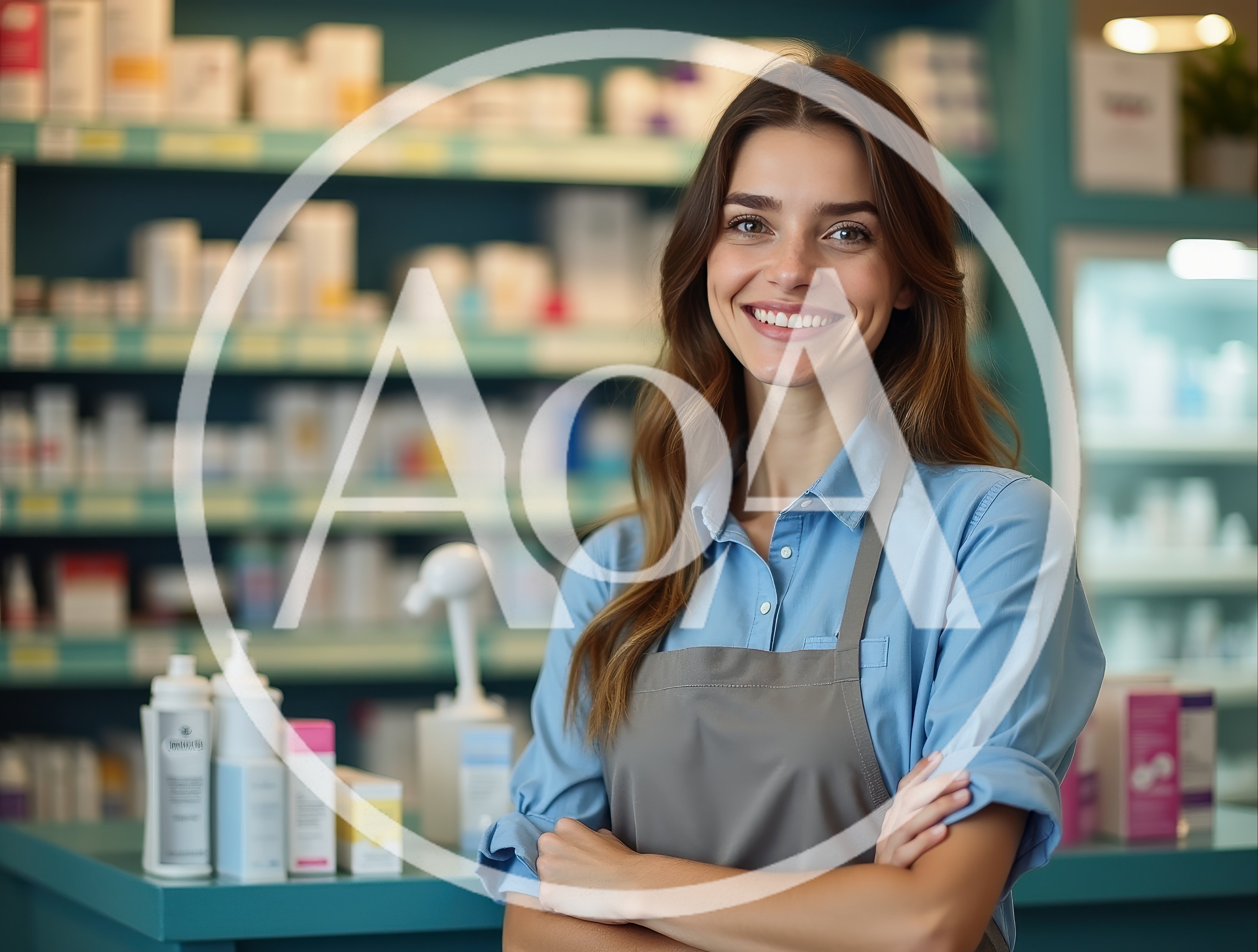 Friendly Female Pharmacist Standing In A Pharmacy