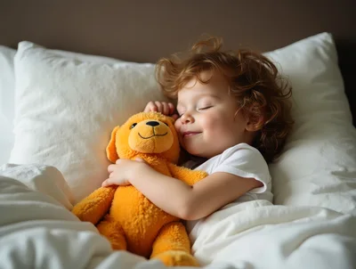 Toddler Sleeping Peacefully With A Plush Toy