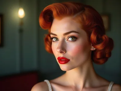 Portrait Of A Glamorous Woman With Vintage Red Hair