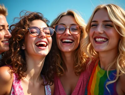 Group Of Happy Young Women Laughing Together Outdoors