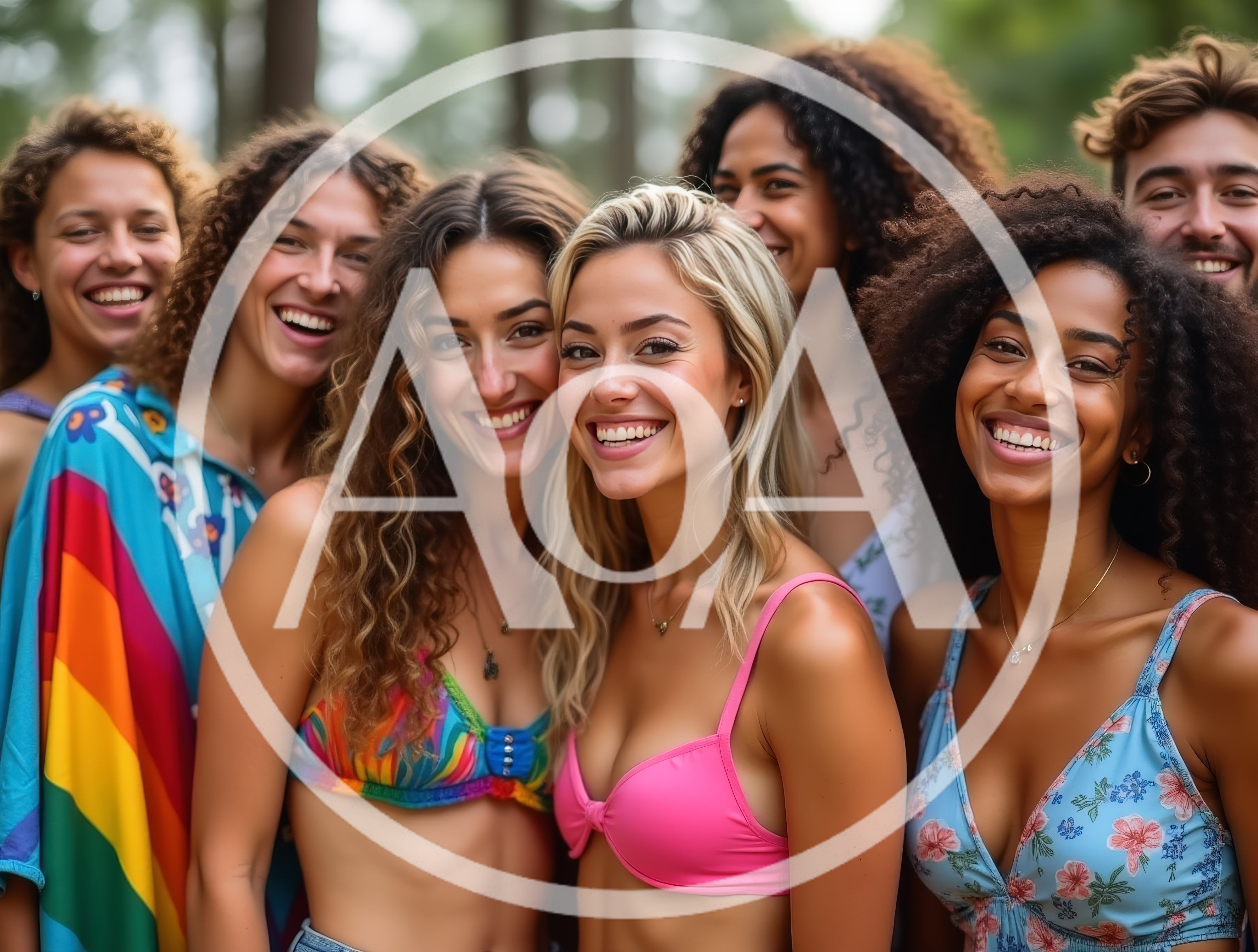 Diverse Group of Friends Smiling Outdoors