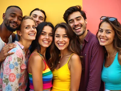 Diverse Group Of Friends Smiling Together