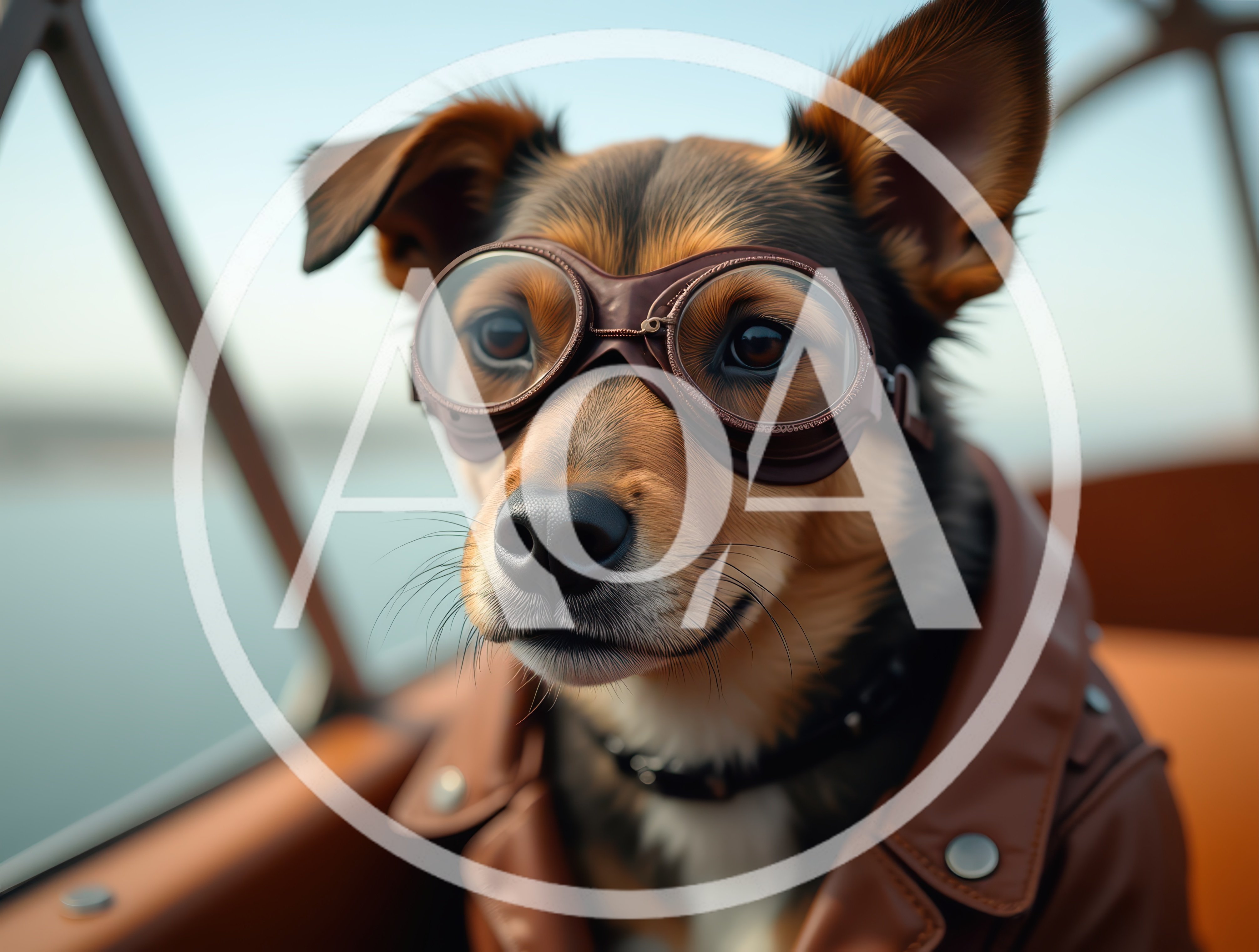 Dog Wearing Aviator Goggles And Leather Jacket