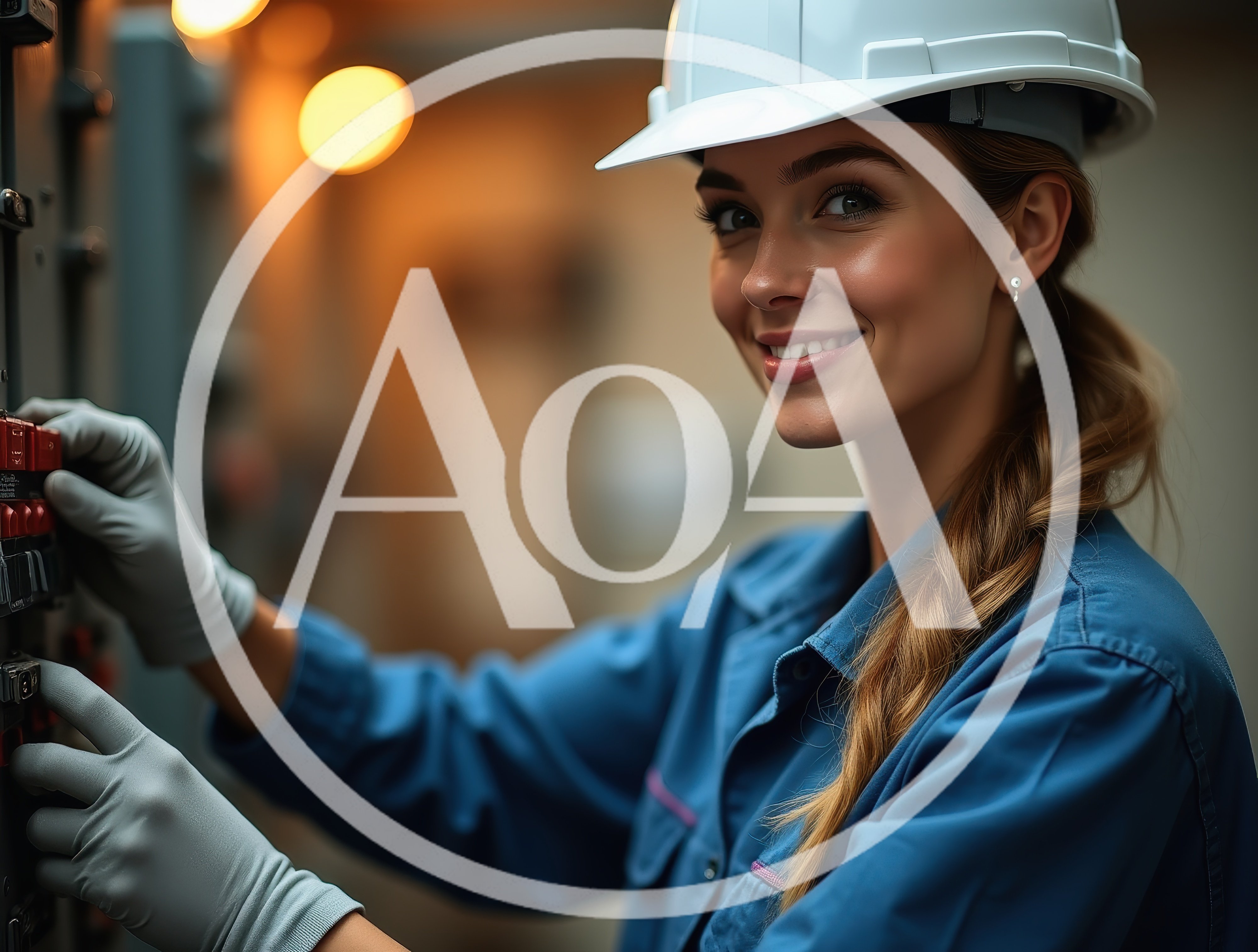 Female Electrician Operating Industrial Control Panel