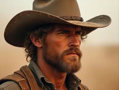 Rugged Cowboy Portrait In The Desert