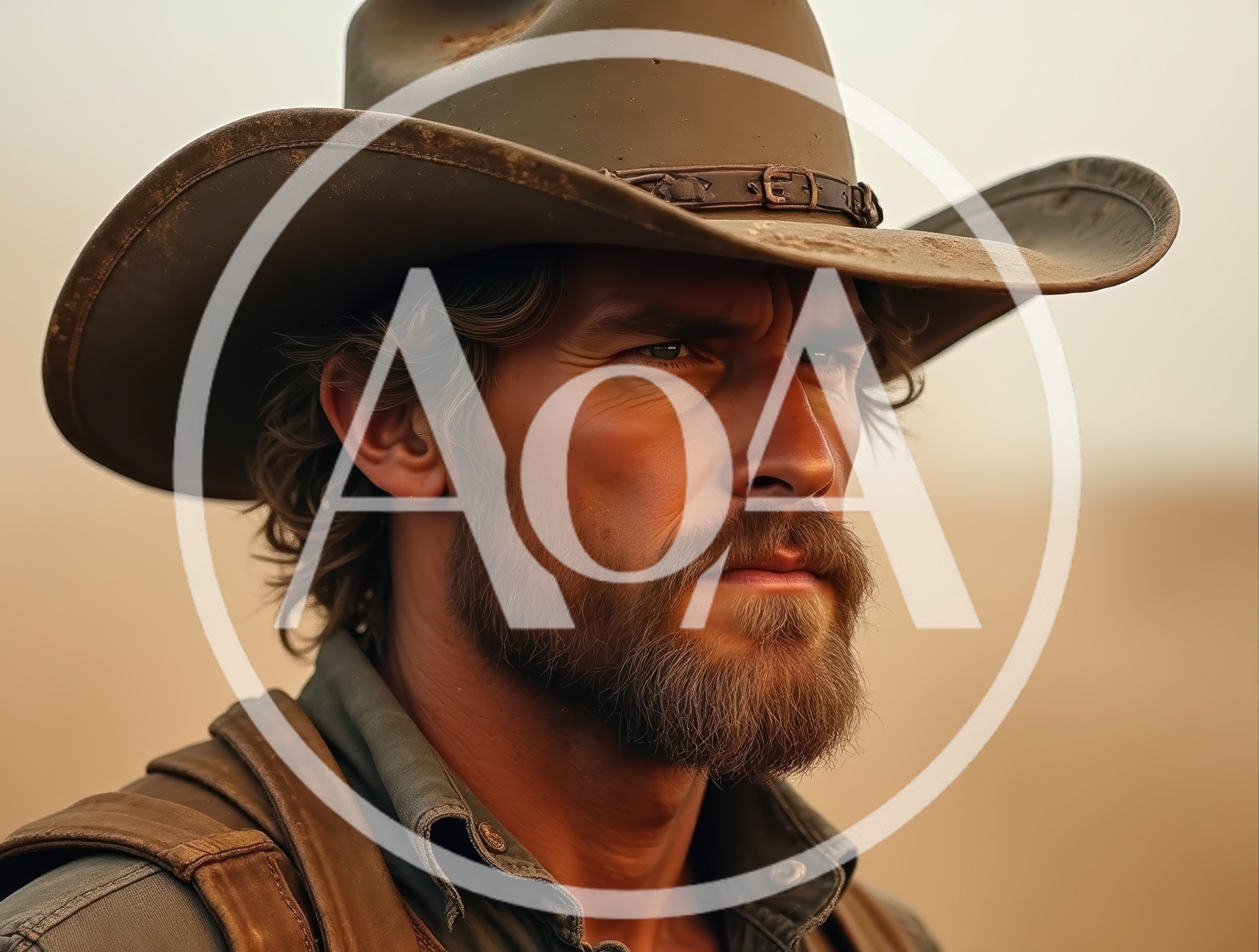 Rugged Cowboy Portrait In The Desert