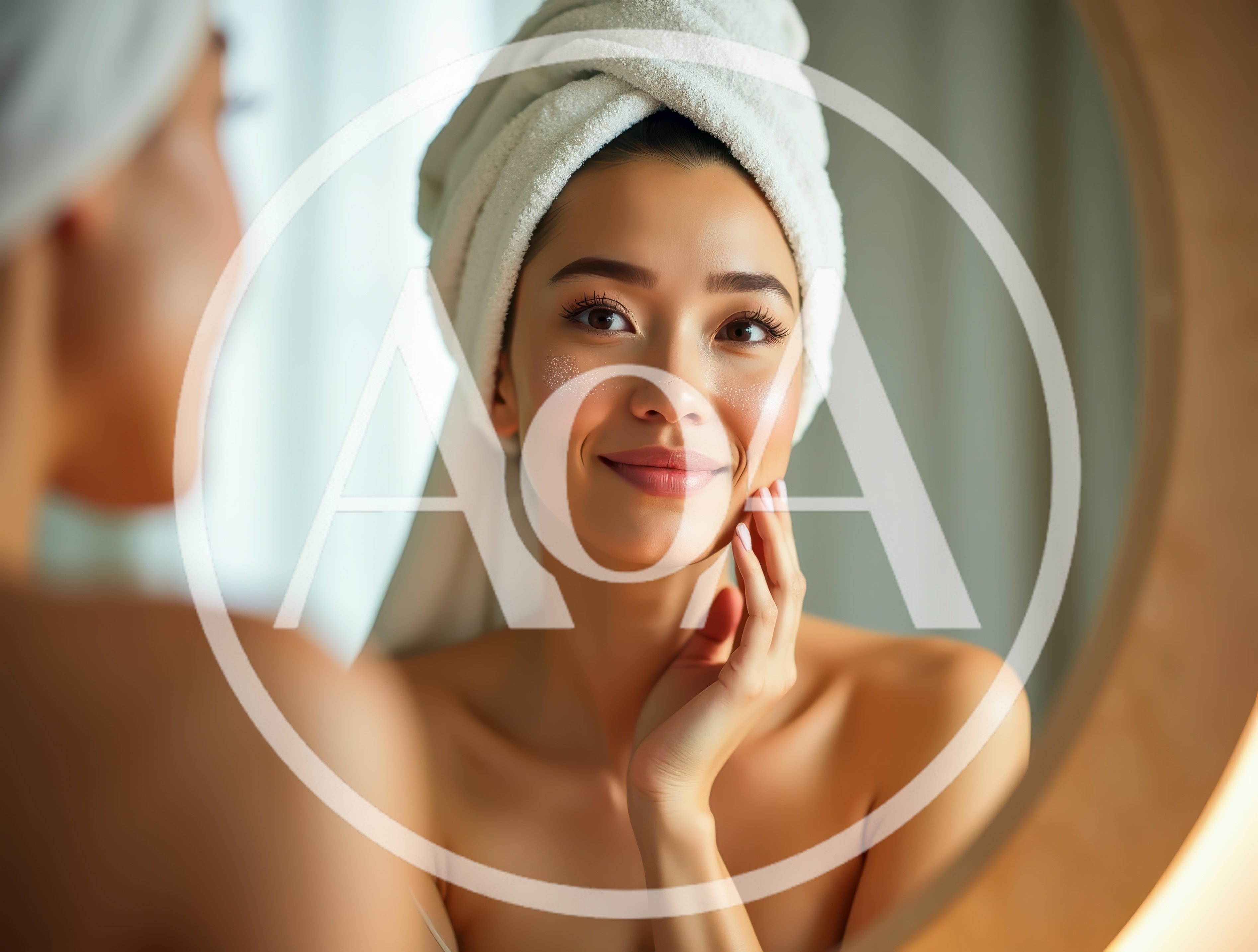 Young Woman Applying Skincare Cream In Mirror