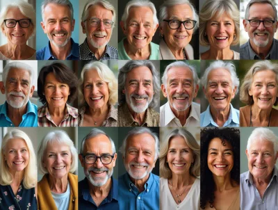 Collage Of Diverse Senior People Smiling Portraits