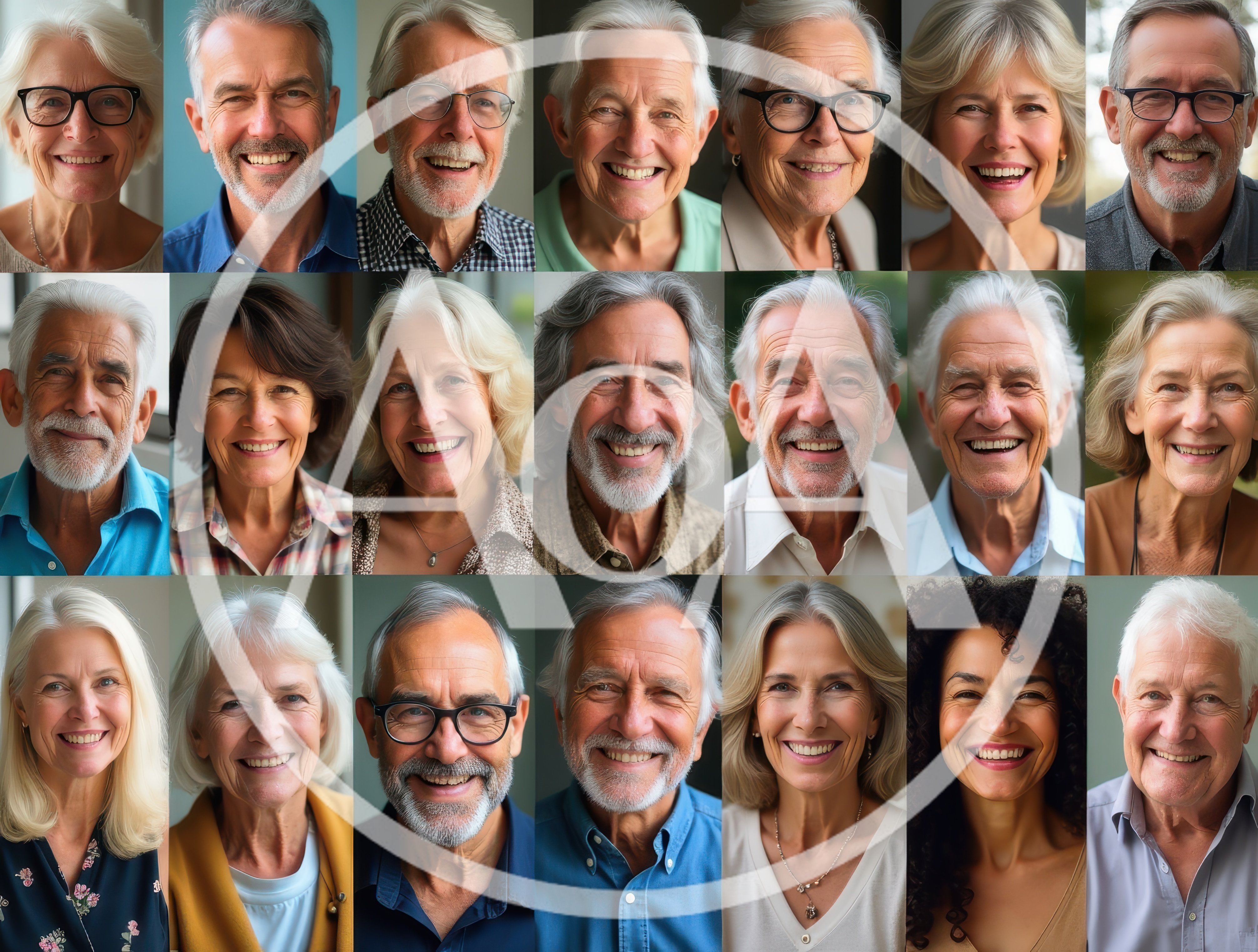 Collage Of Diverse Senior People Smiling Portraits