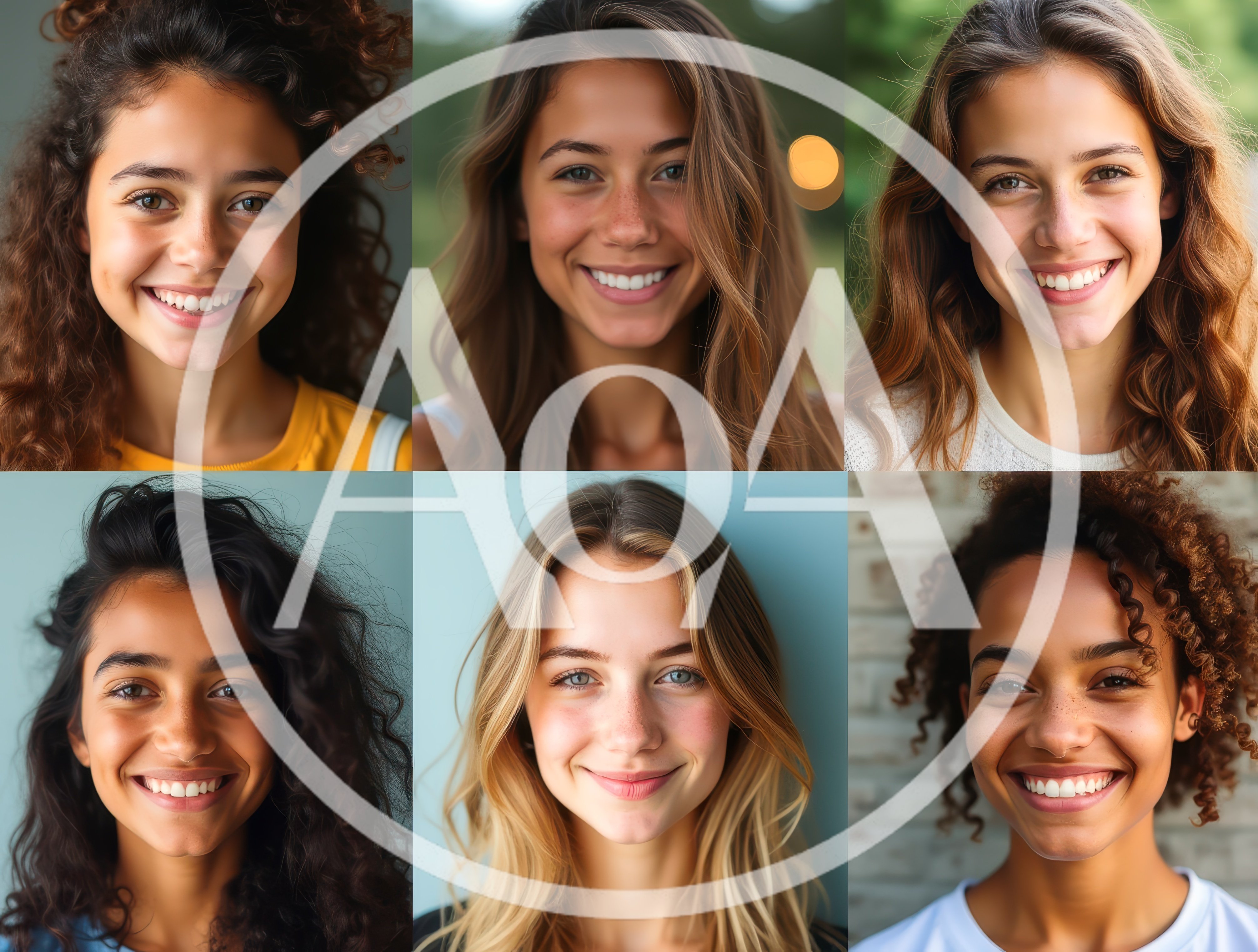 Diverse Young Women Smiling Portraits Collage