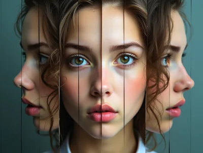 Surreal Portrait Of A Woman With Multiple Perspectives