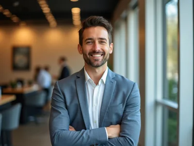 Professional Businessman Smiling With Arms Crossed In Office