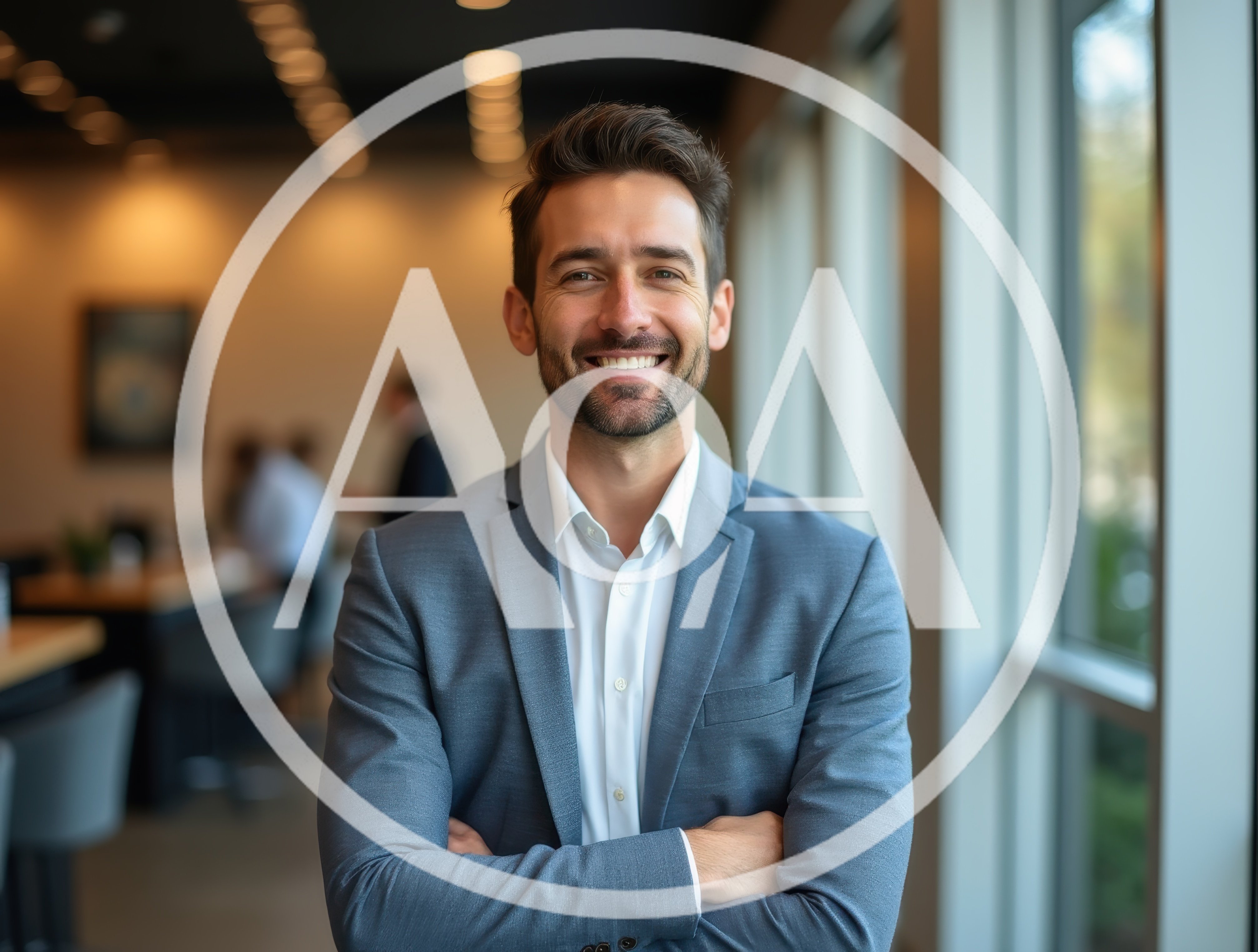 Professional Businessman Smiling With Arms Crossed In Office
