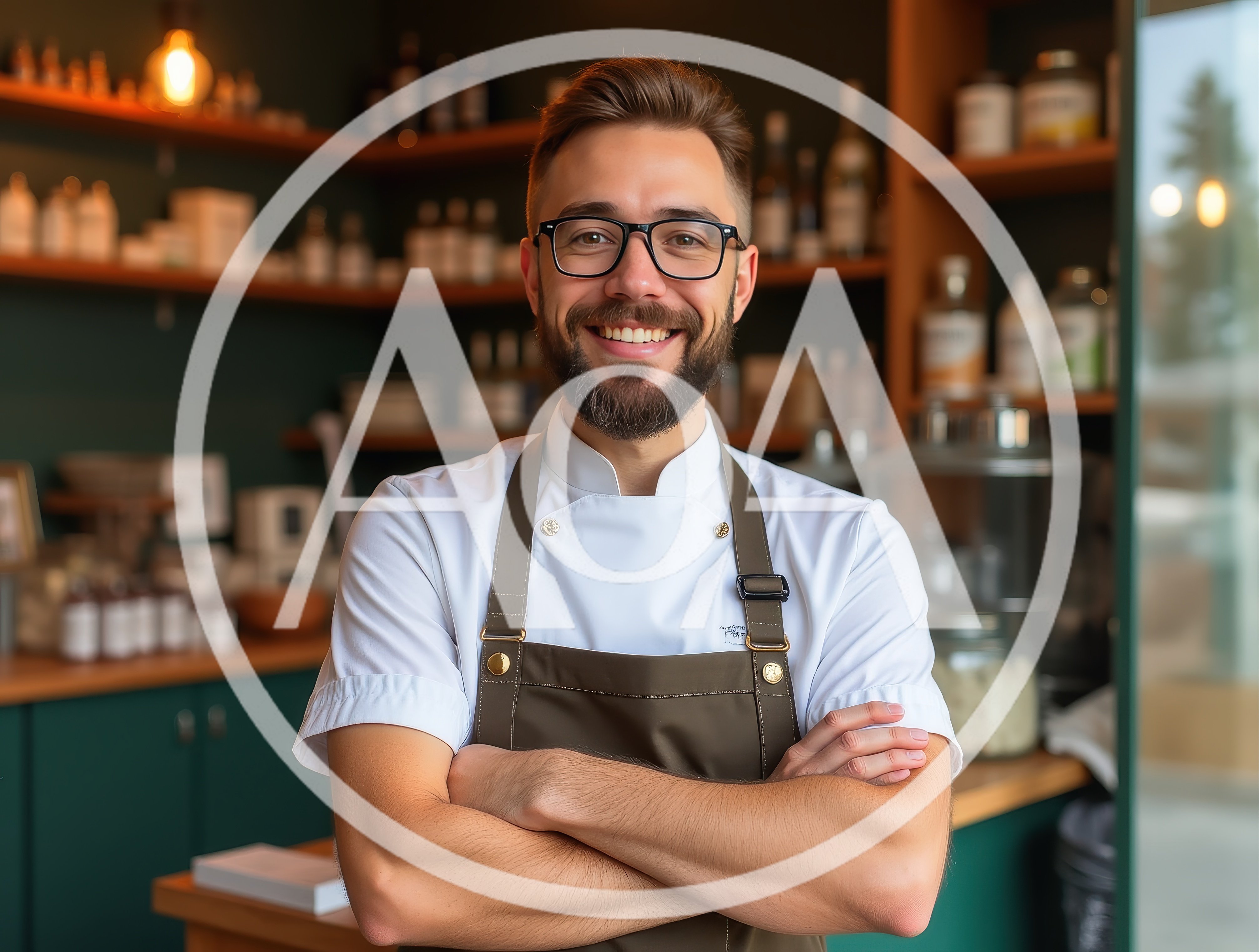 Smiling Male Barista Standing In A Coffee Shop