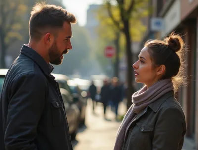 Young Couple Having A Serious Conversation On City Street