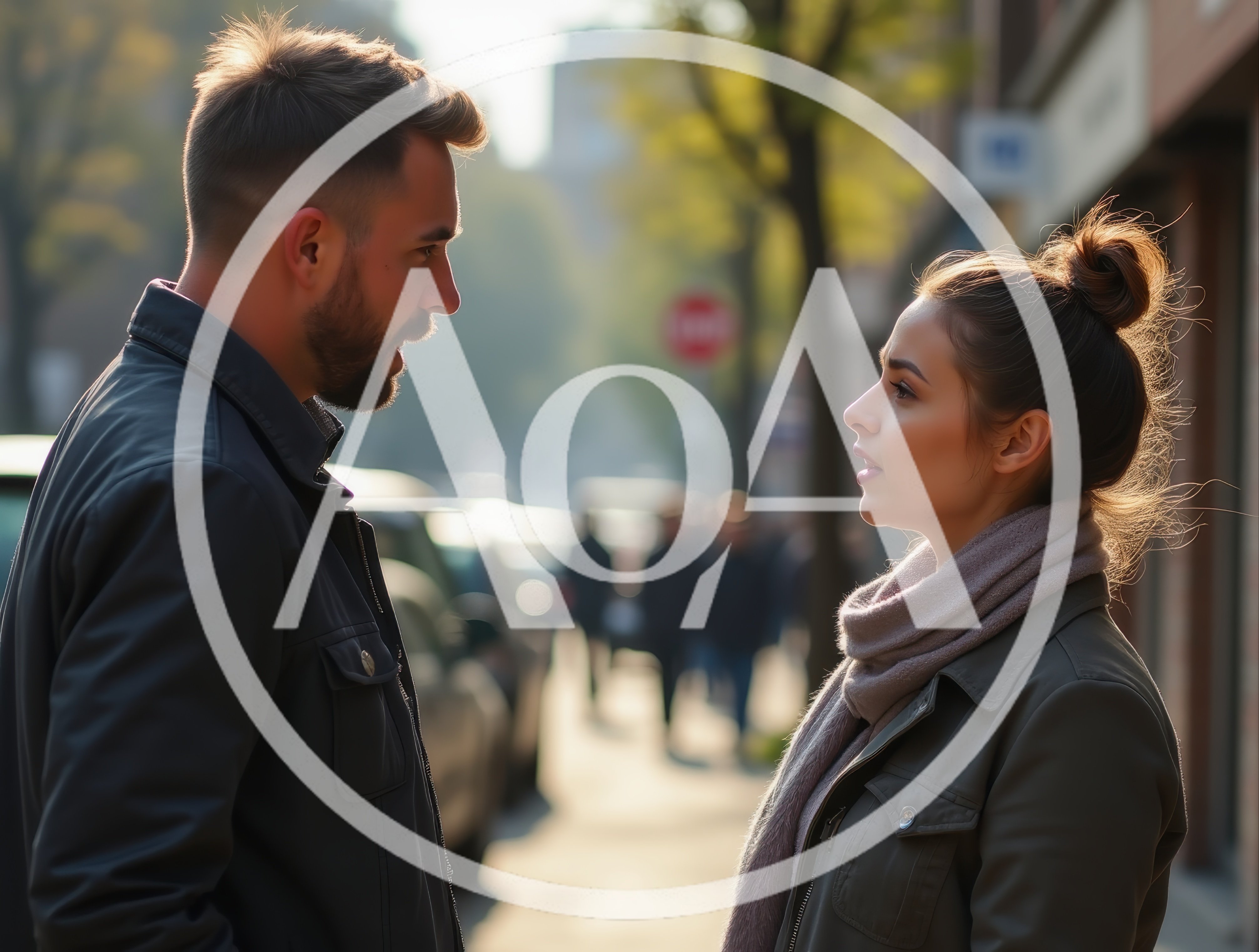 Young Couple Having A Serious Conversation On City Street