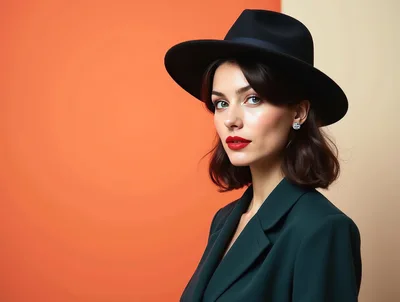 Portrait Of A Stylish Woman In A Fedora Hat