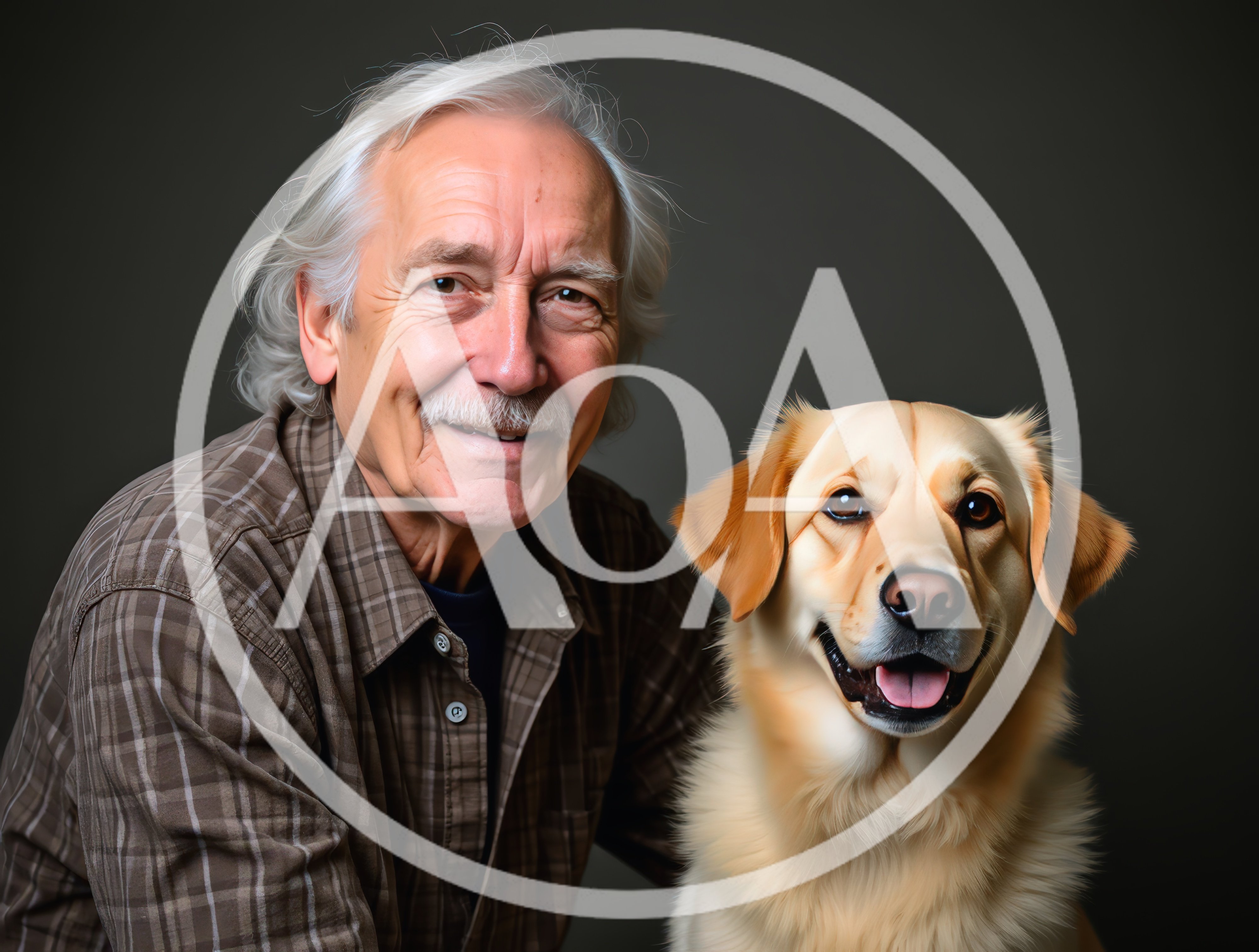 Senior Man Posing With His Golden Retriever