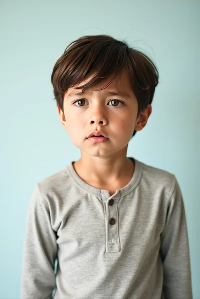 Portrait Of A Young Boy With A Concerned Expression