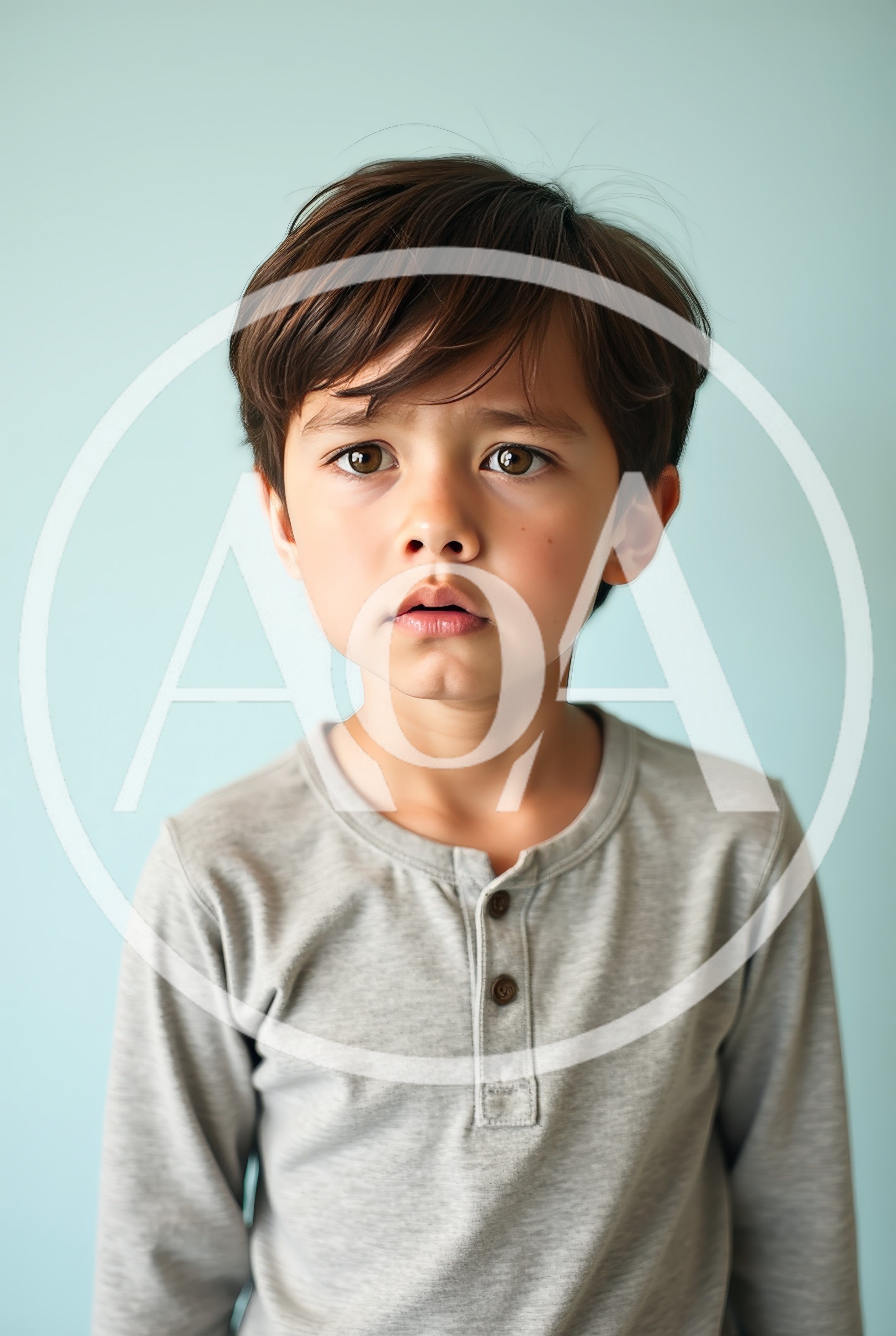 Portrait Of A Young Boy With A Concerned Expression