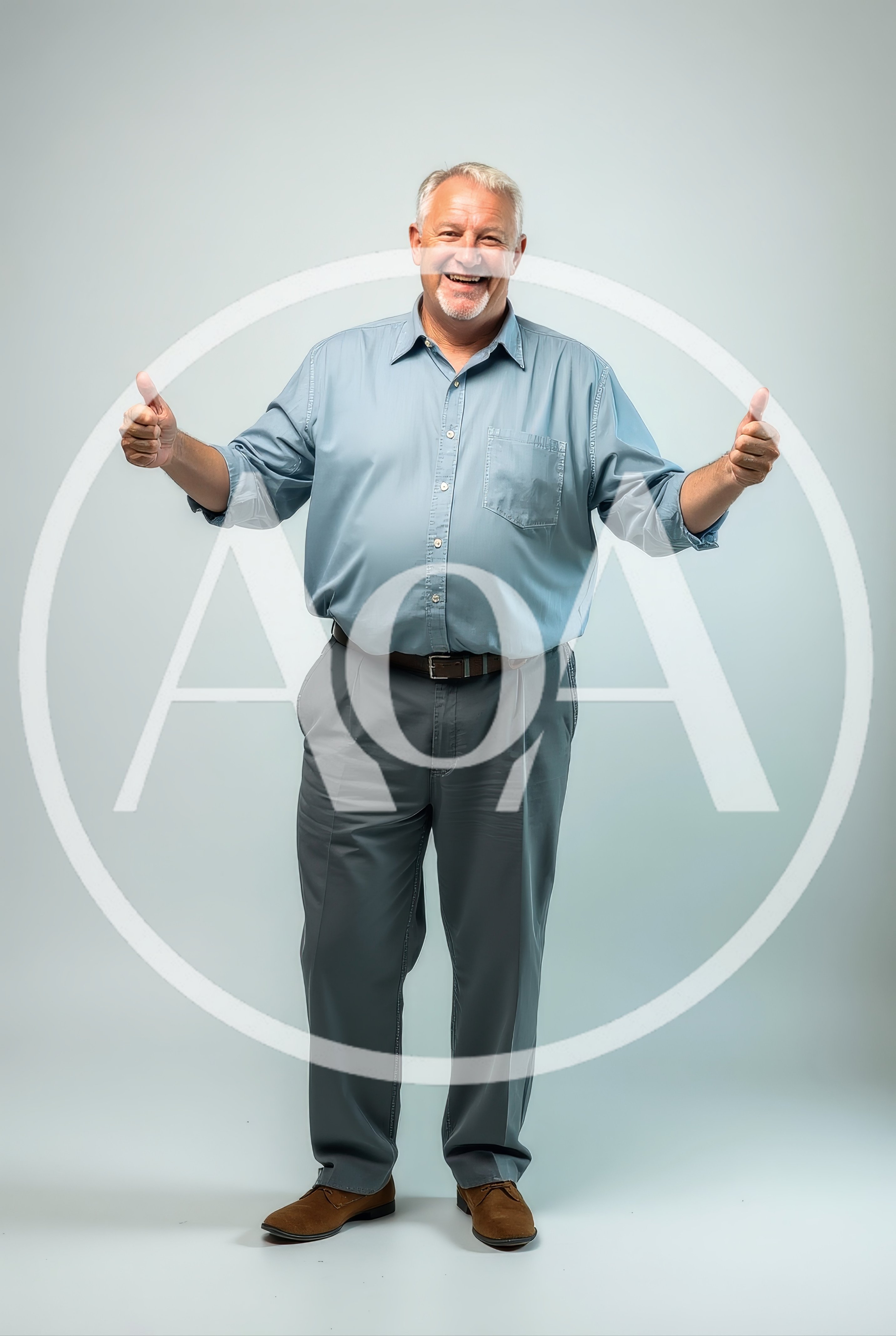 Happy Mature Man Giving Double Thumbs Up