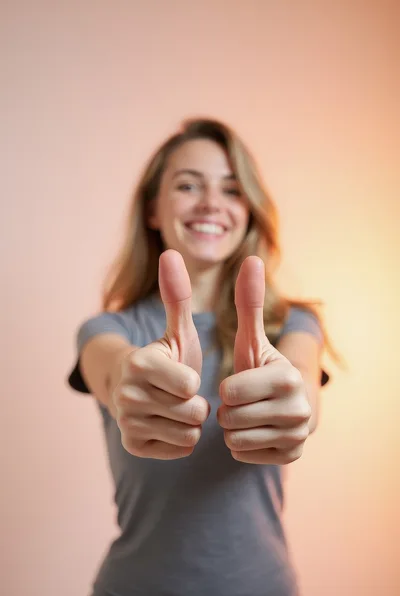 Young Woman Giving Double Thumbs Up Gesture