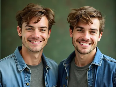 Portrait Of Identical Twin Brothers Smiling