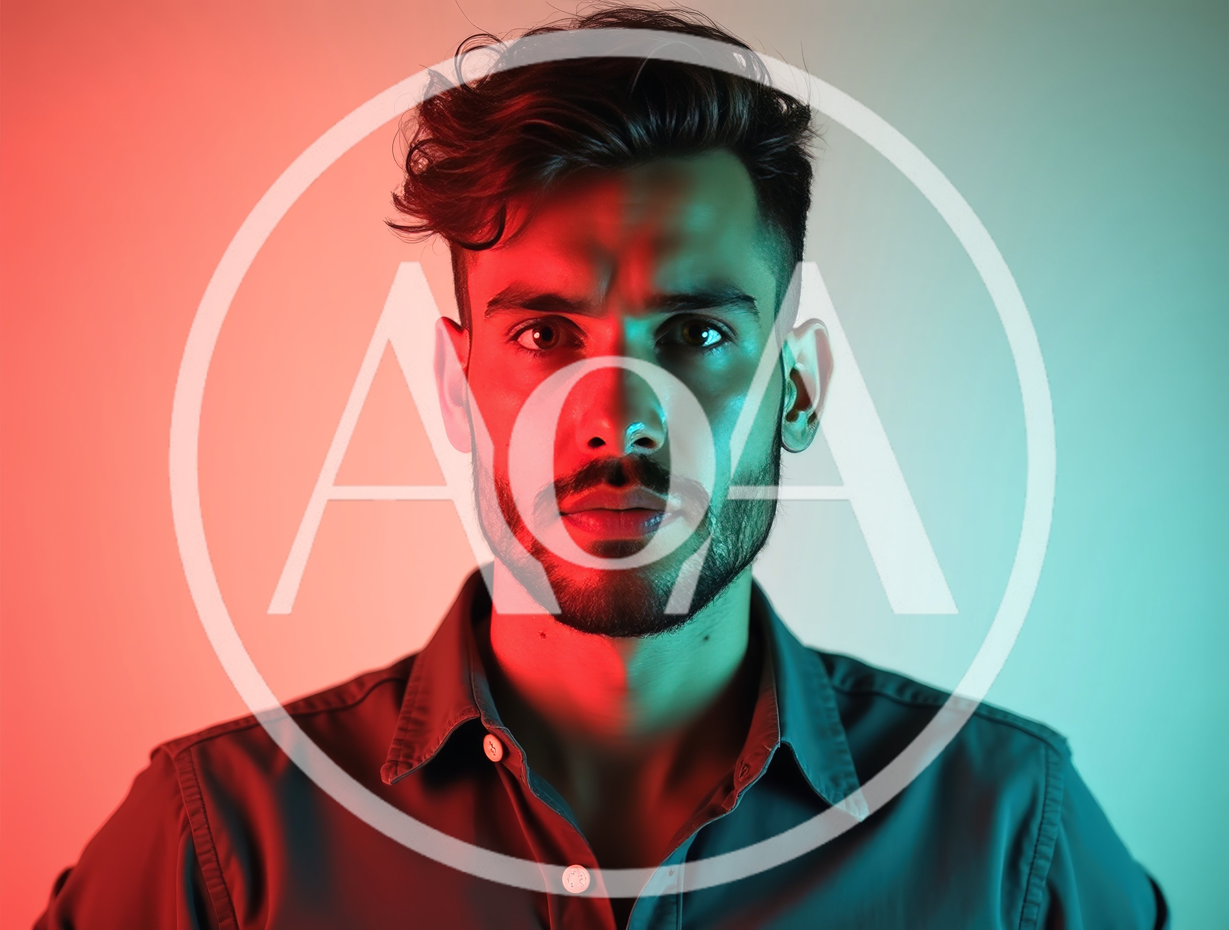 Portrait Of A Man With Dual Color Lighting