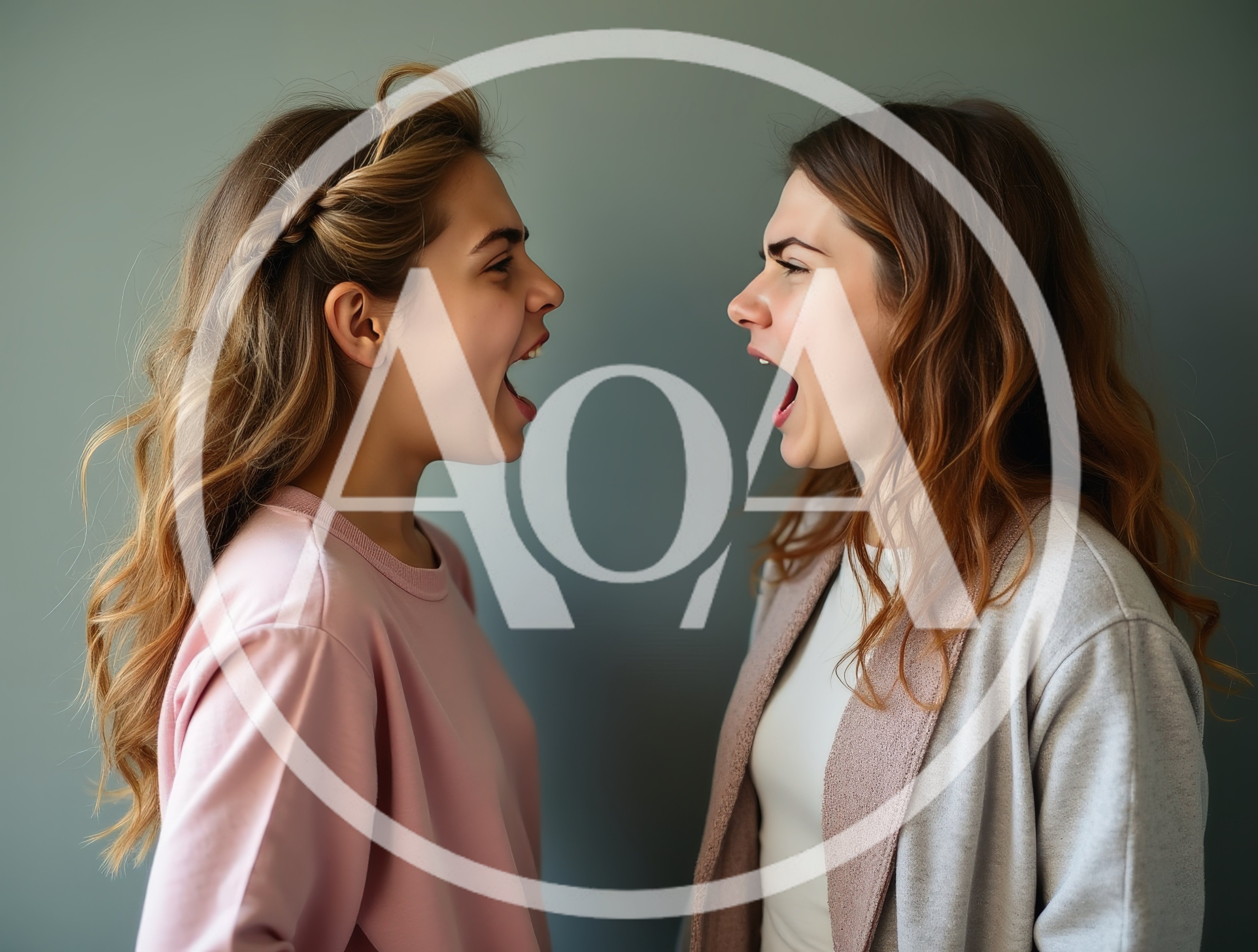 Two Young Women Arguing Face To Face