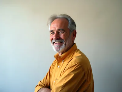 Portrait Of A Smiling Senior Man In Yellow Shirt