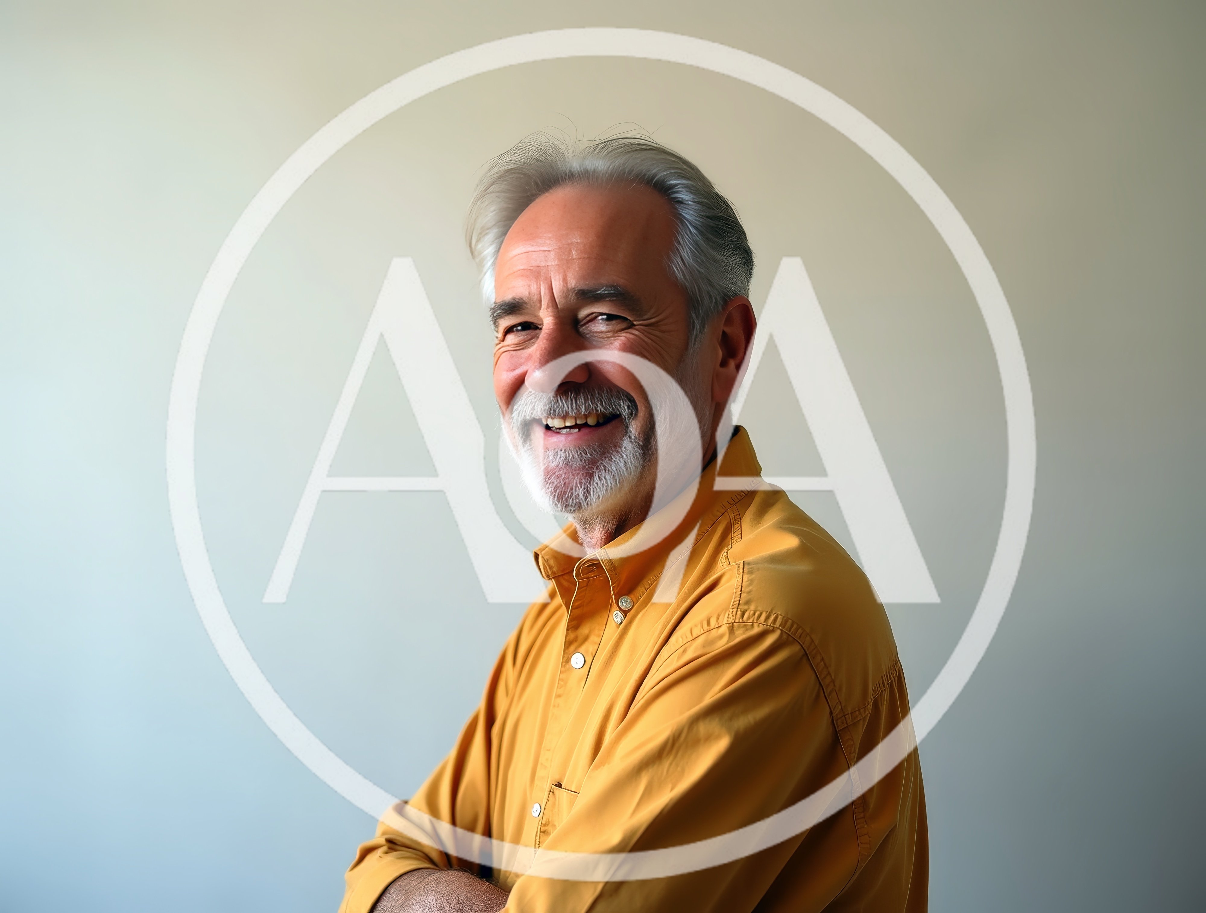 Portrait Of A Smiling Senior Man In Yellow Shirt