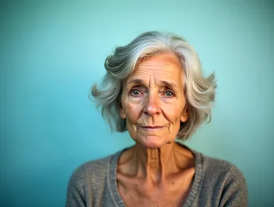 Portrait Of An Elderly Woman With Gray Hair