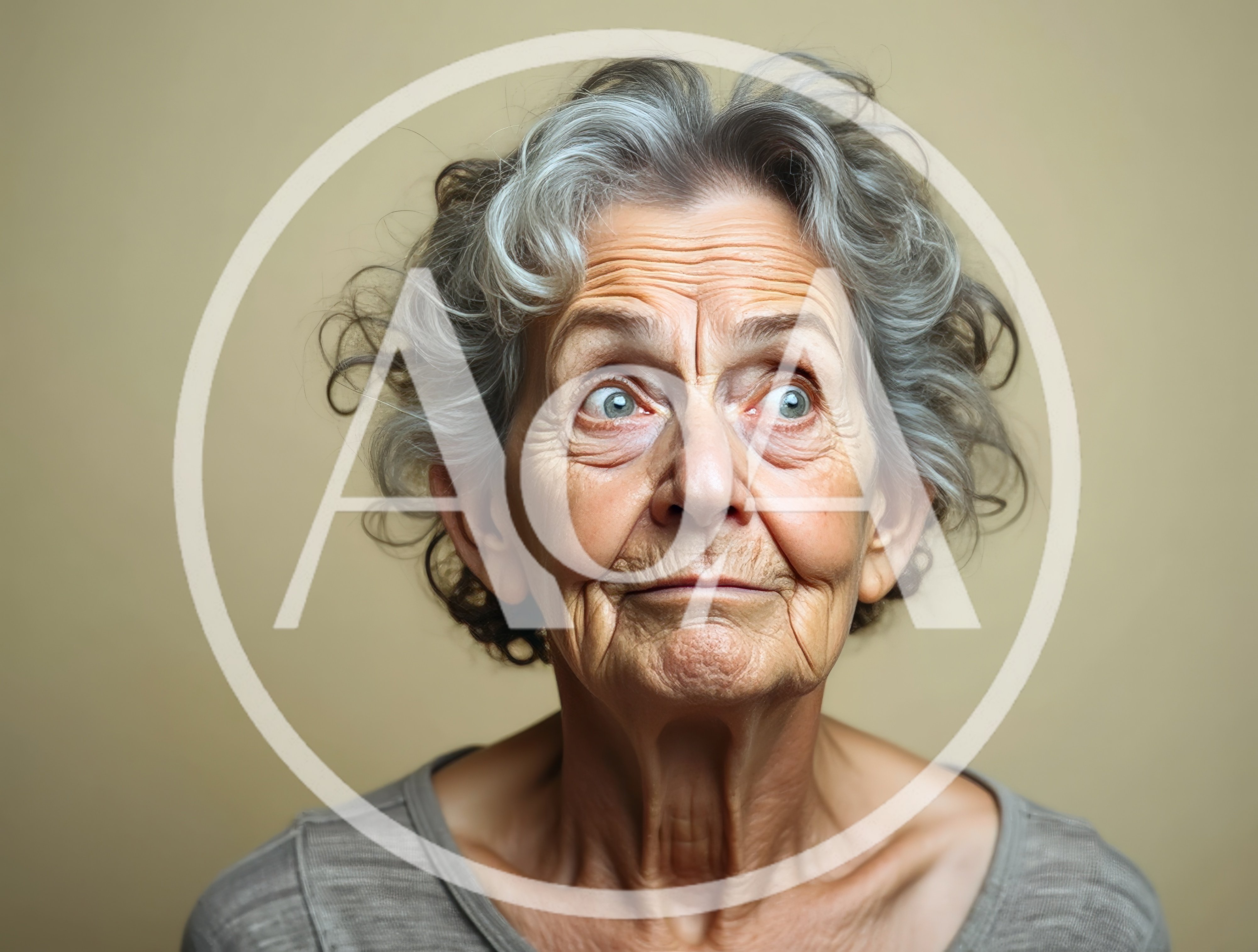 Portrait Of An Elderly Woman With A Surprised Expression