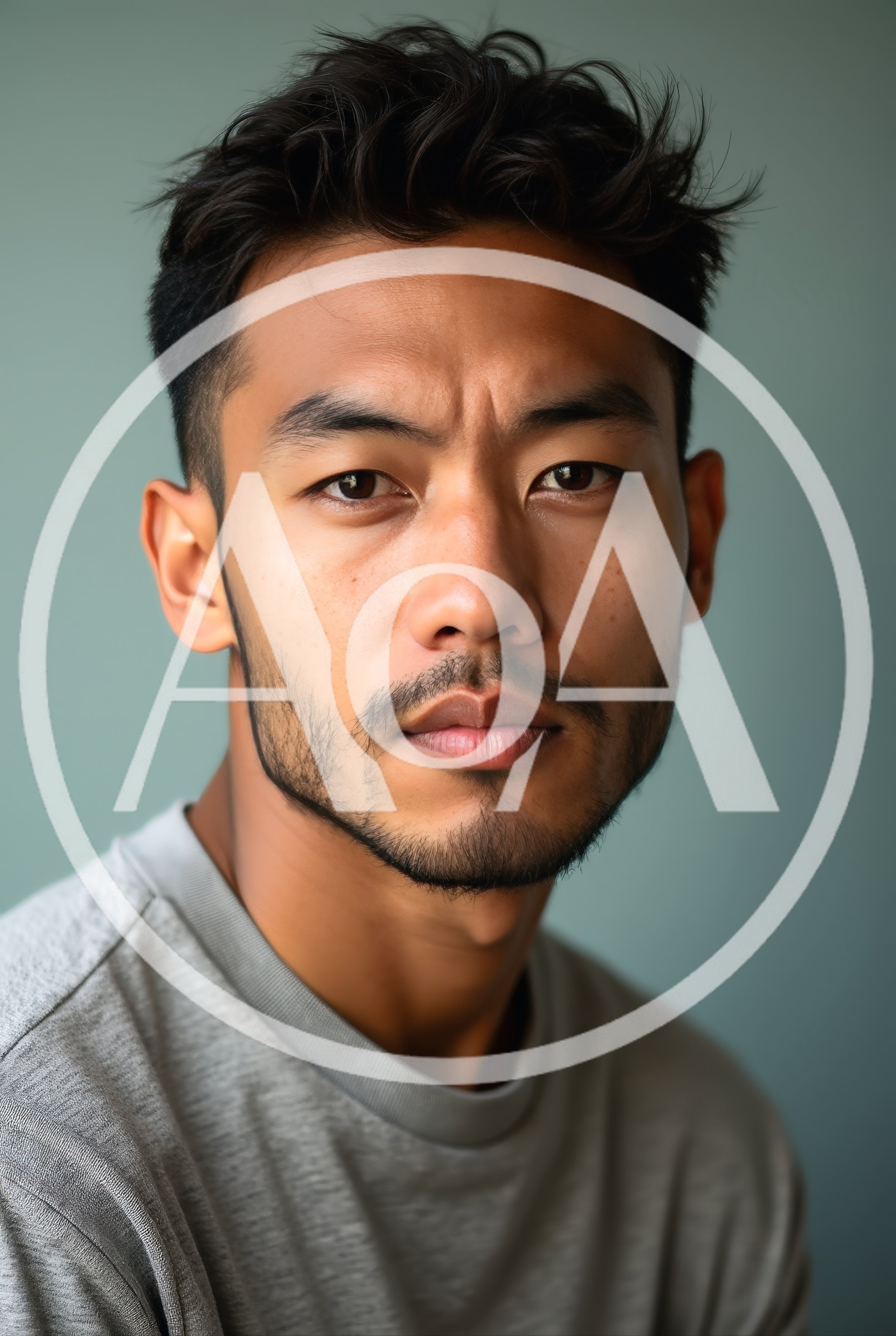 Portrait Of A Young Asian Man With Stubble