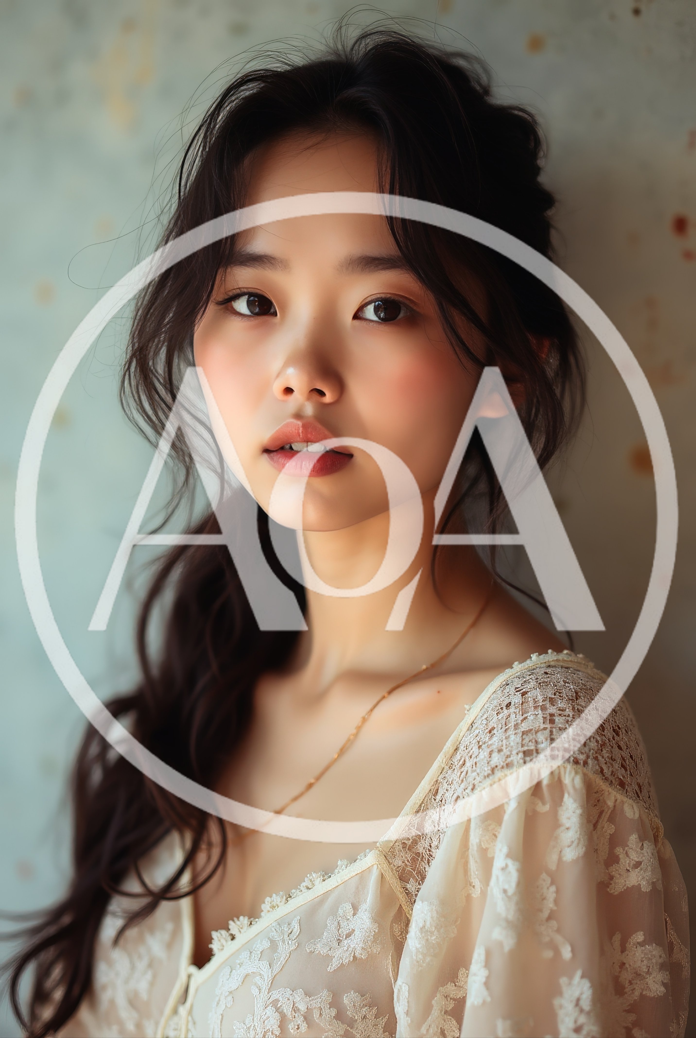 Portrait Of A Young Asian Woman In Lace Dress