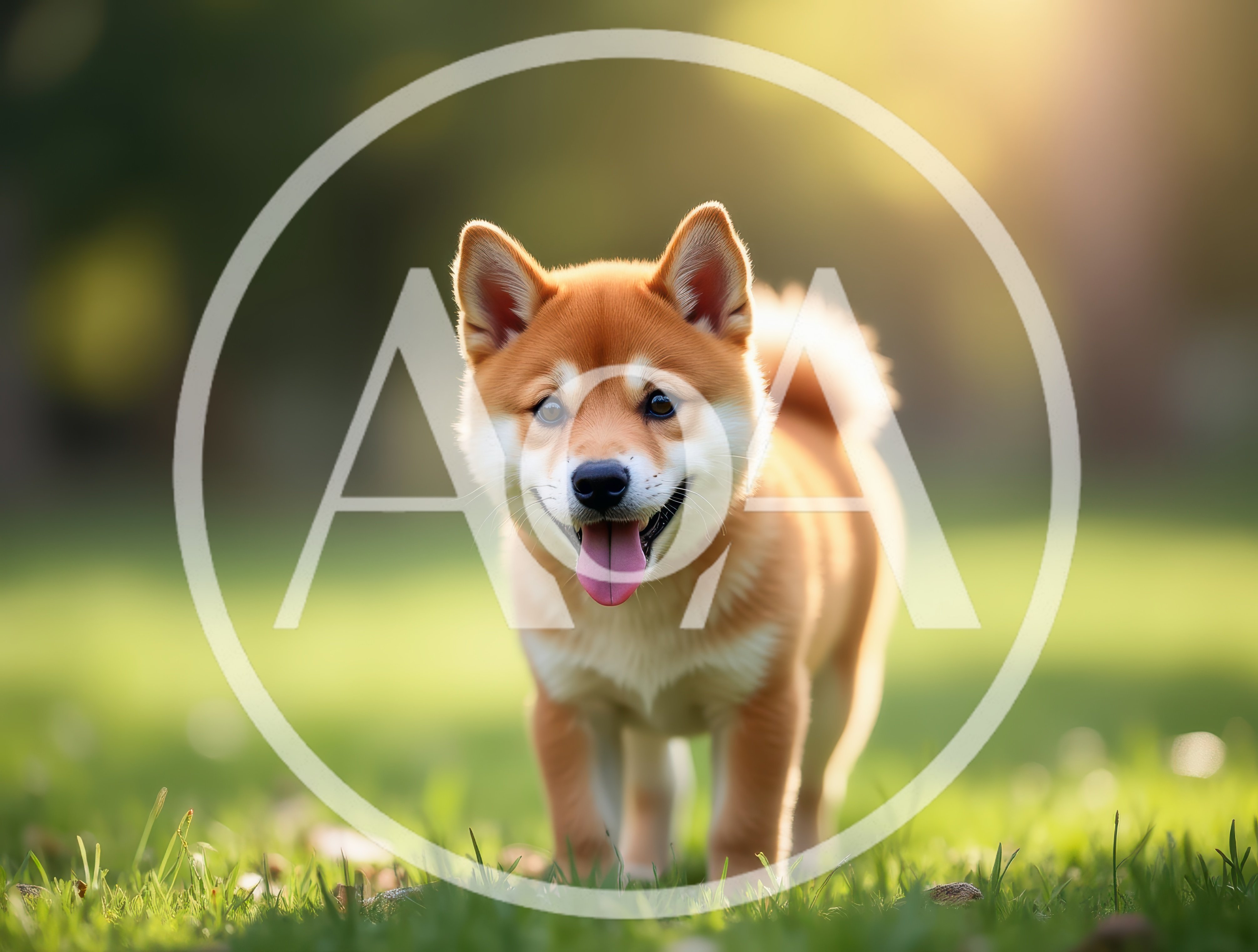 Adorable Shiba Inu Puppy Standing In A Sunny Park