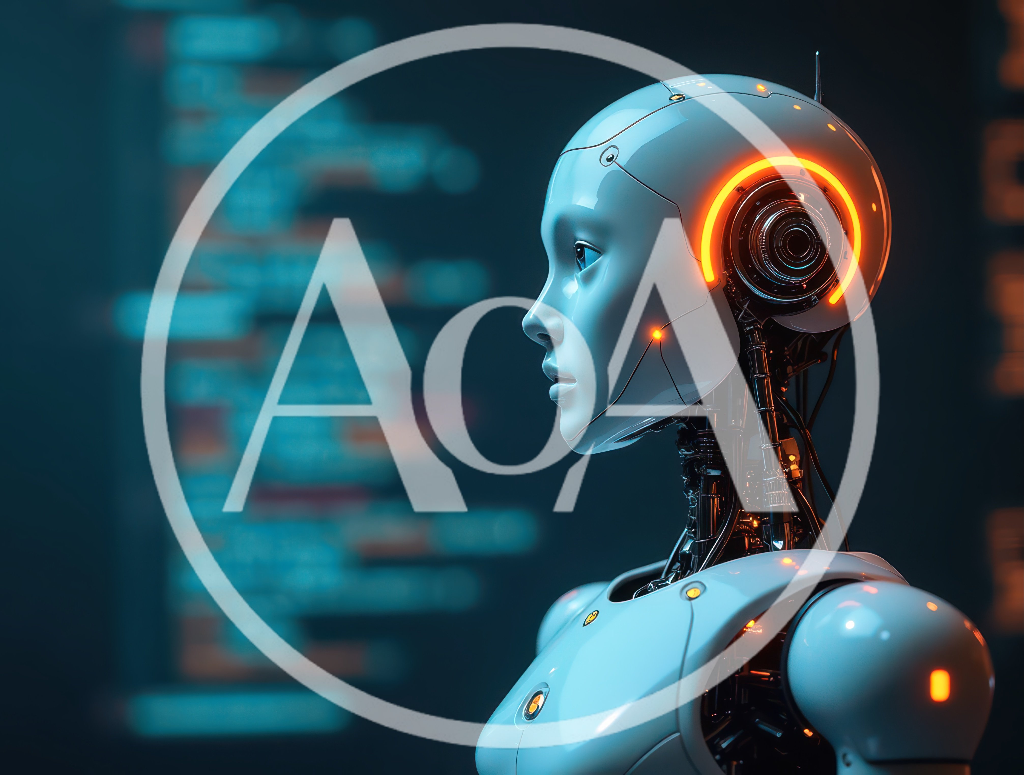 Futuristic Android Robot Head Profile With Glowing Orange Details