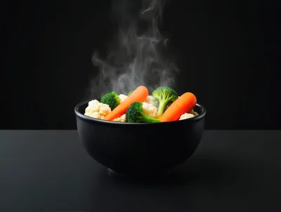 Steaming Bowl Of Fresh Cooked Vegetables