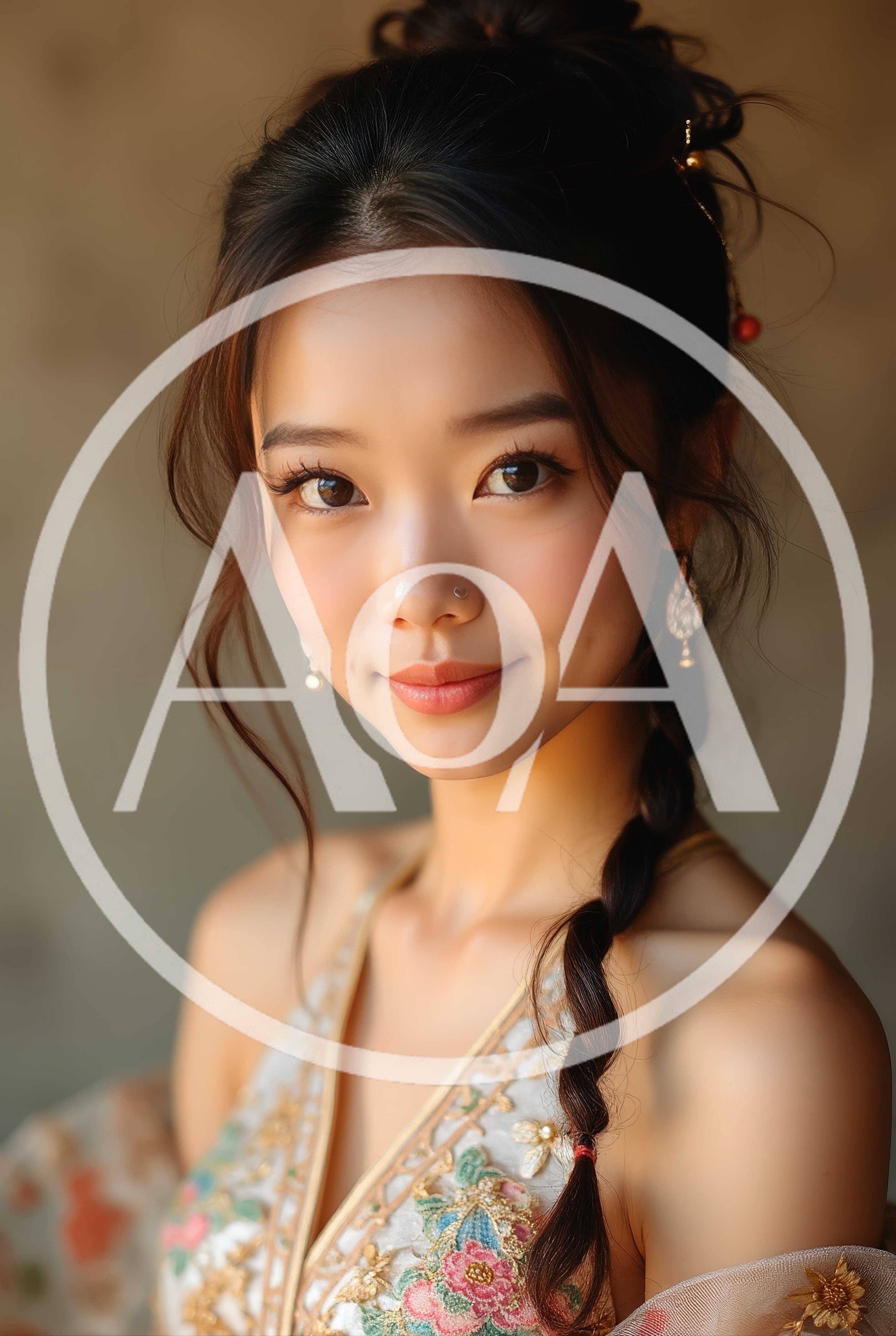 Portrait Of A Young Asian Woman In Traditional Attire