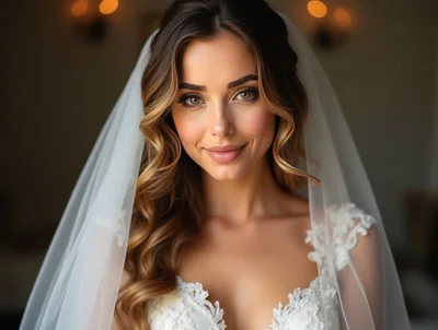Portrait Of A Beautiful Bride In A Wedding Veil