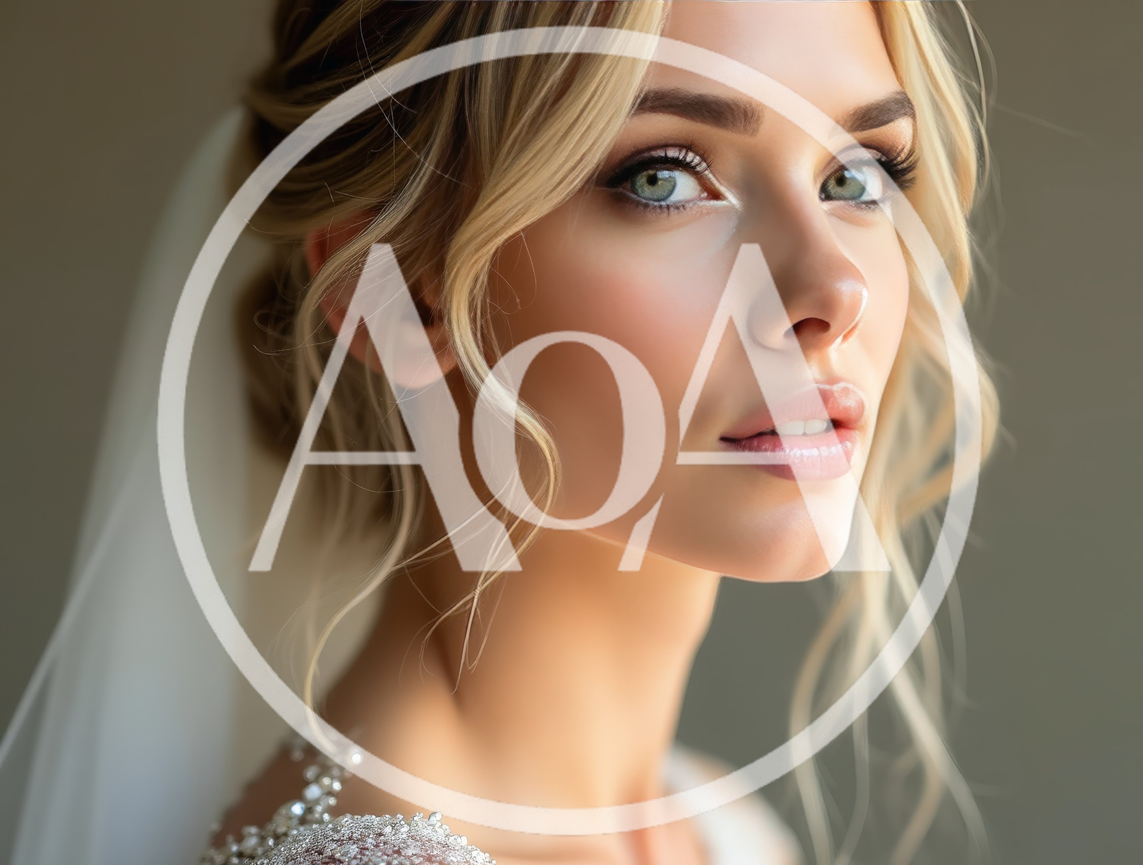 Portrait Of A Beautiful Blonde Bride In Wedding Attire
