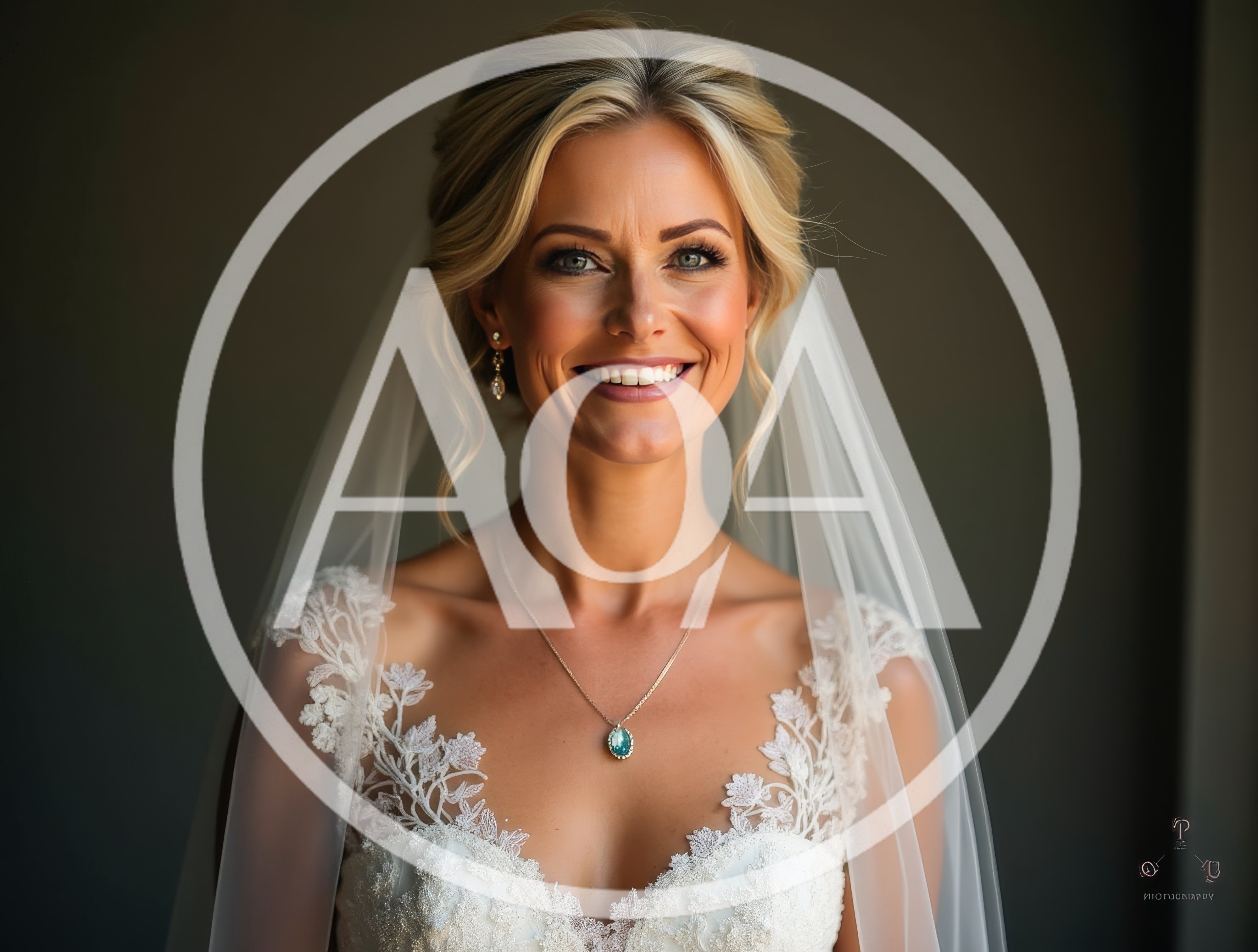 Portrait Of A Beautiful Blonde Bride In Wedding Dress