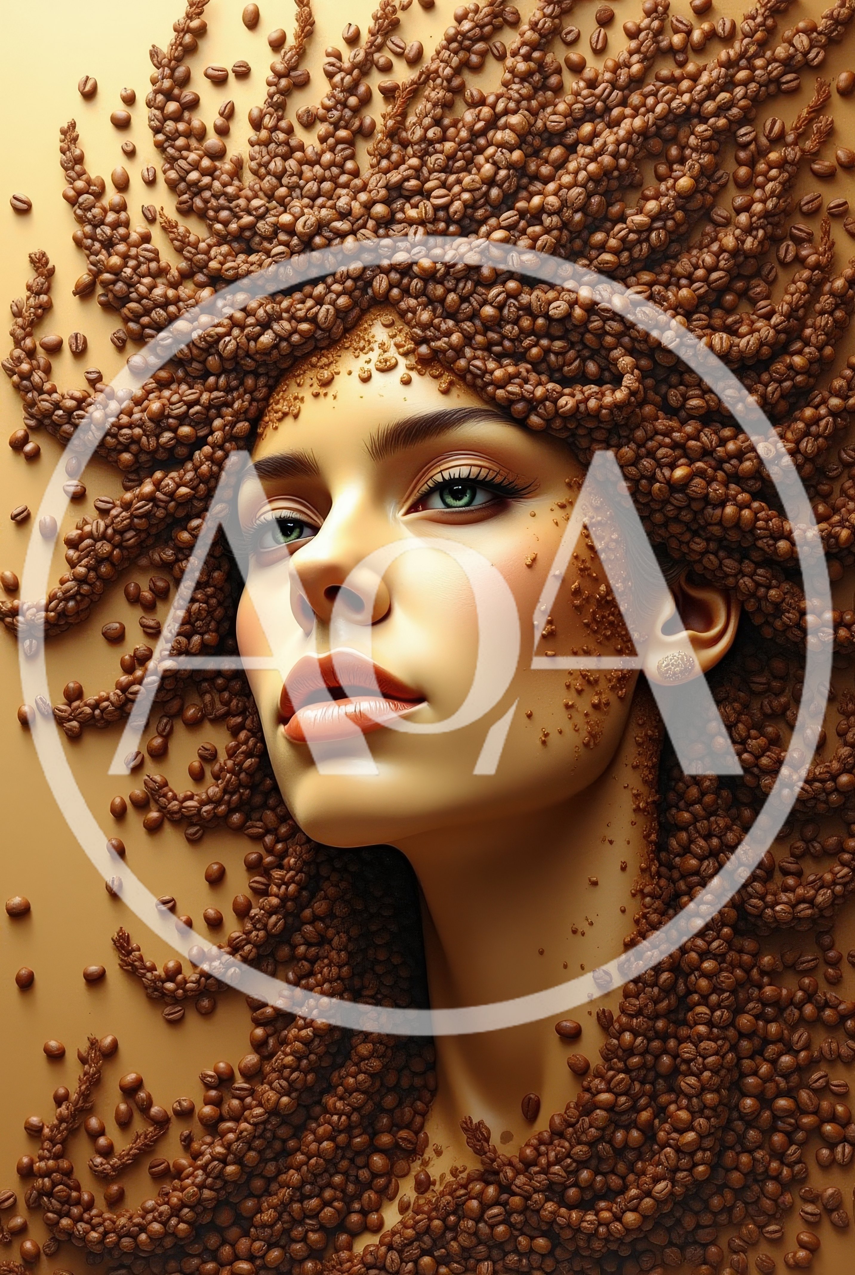 Surreal Portrait Of A Woman With Coffee Bean Hair