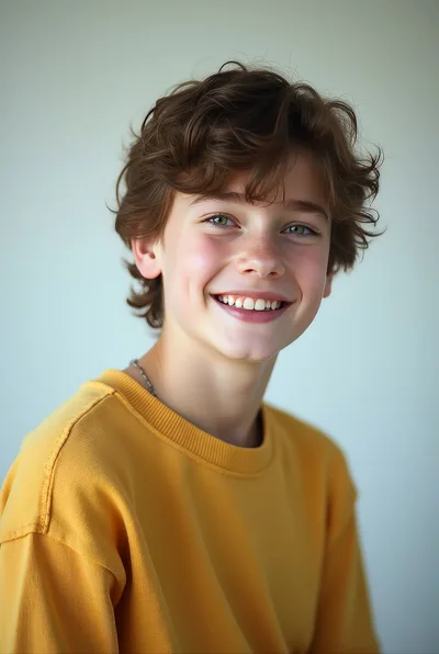 Portrait Of A Smiling Young Boy In Yellow Sweater