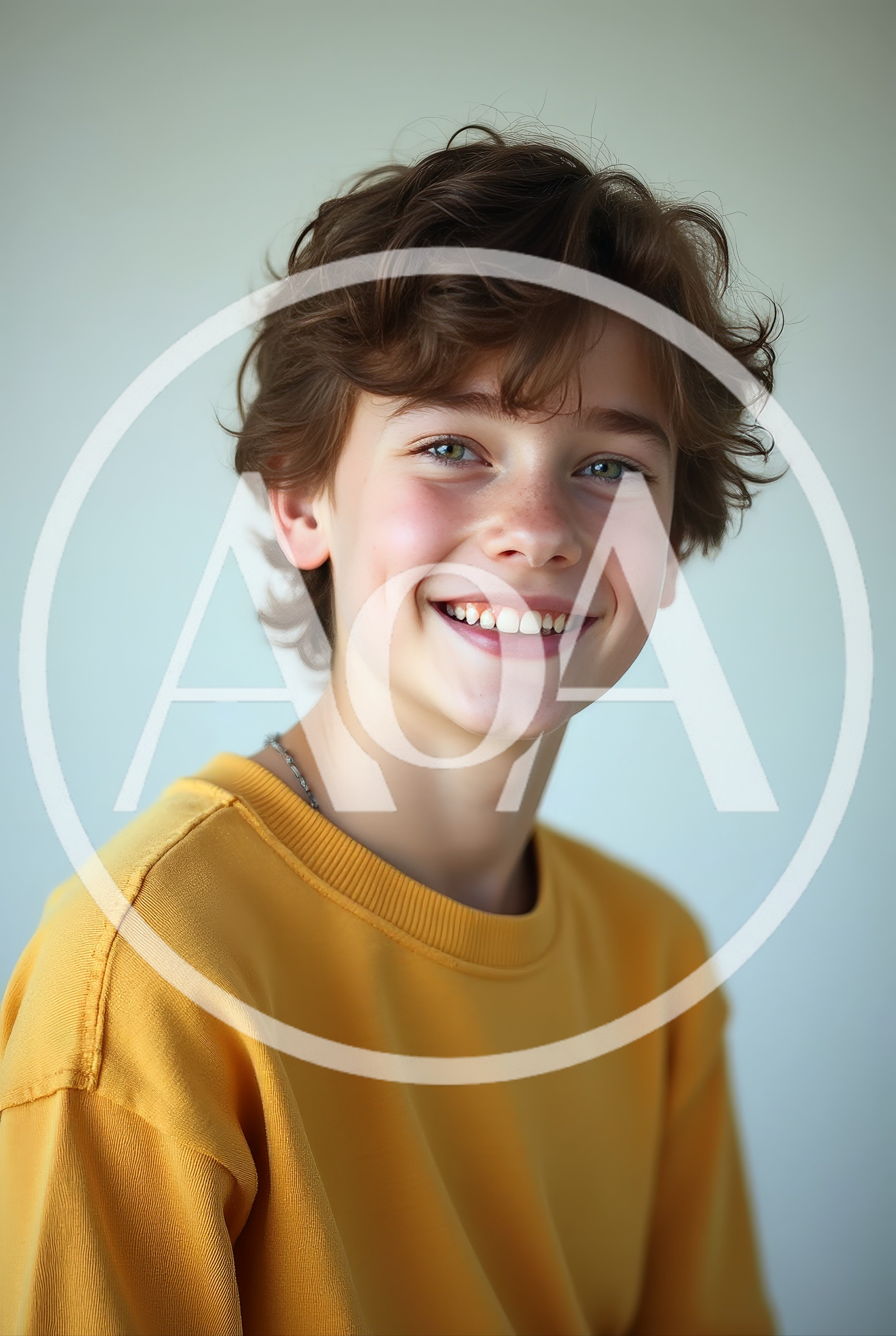 Portrait Of A Smiling Young Boy In Yellow Sweater